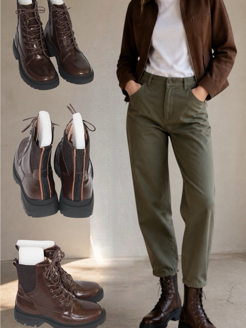 Brand New (NWOT or Box) Journee Collection Brown Lace-Up Combat Ankle Boots - Picture 11 of 11